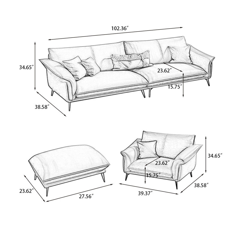 PULOSK 3 Piece Living Room Set Wayfair